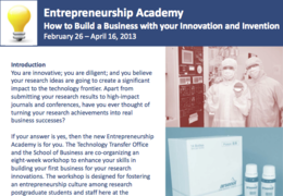 Entrepreneurship Academy 2013