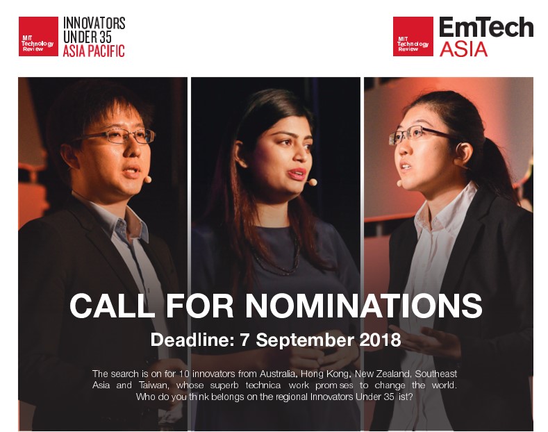 Call for Nominations - Innovators Under 35 Asia Pacific 2019 Regional Competition